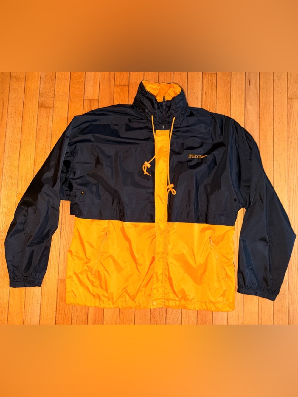 Vintage Speedo windbreaker jacket hood men’s large 90s zipper pockets